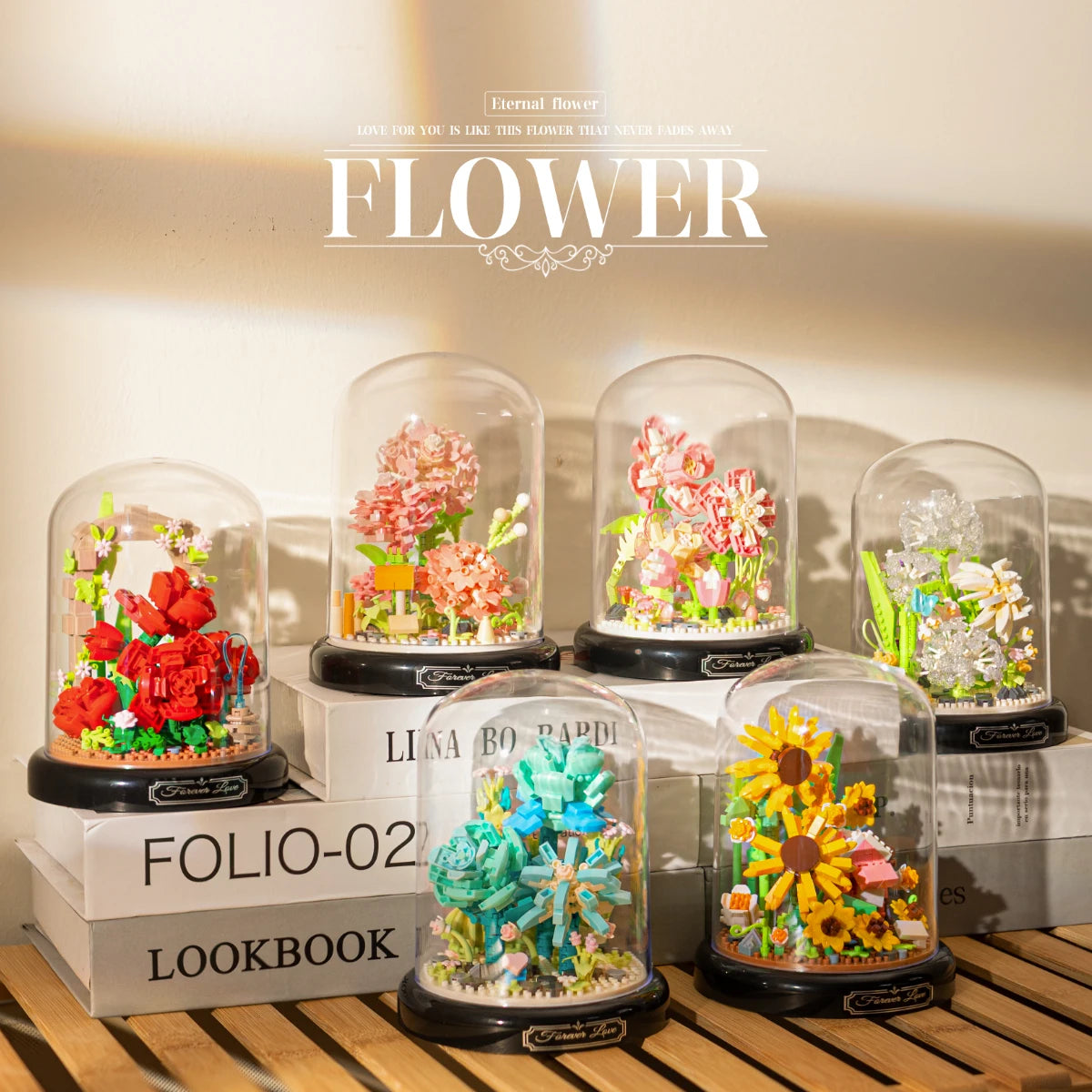 Building Blocks Flower Pot Assembly Eternal Life Flower Desktop Decoration Small Bouquetparticle Puzzle Toys for Kids Gifts